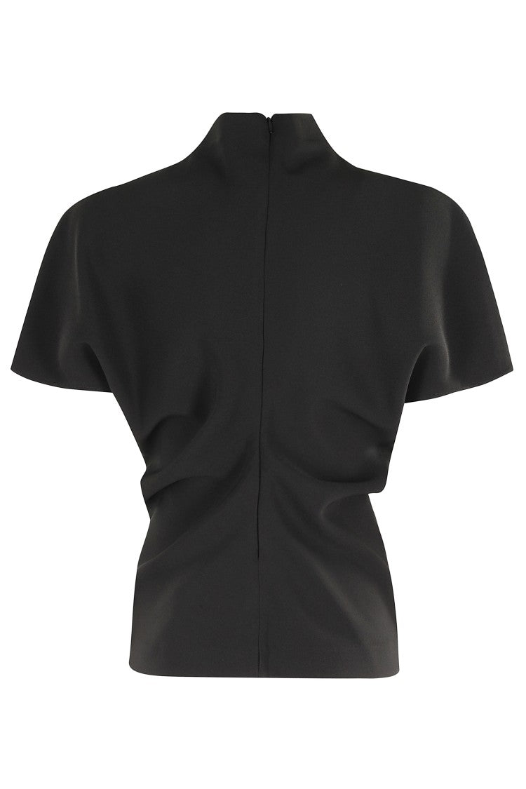 Federica Tosi High Neck Black Cady Blouse