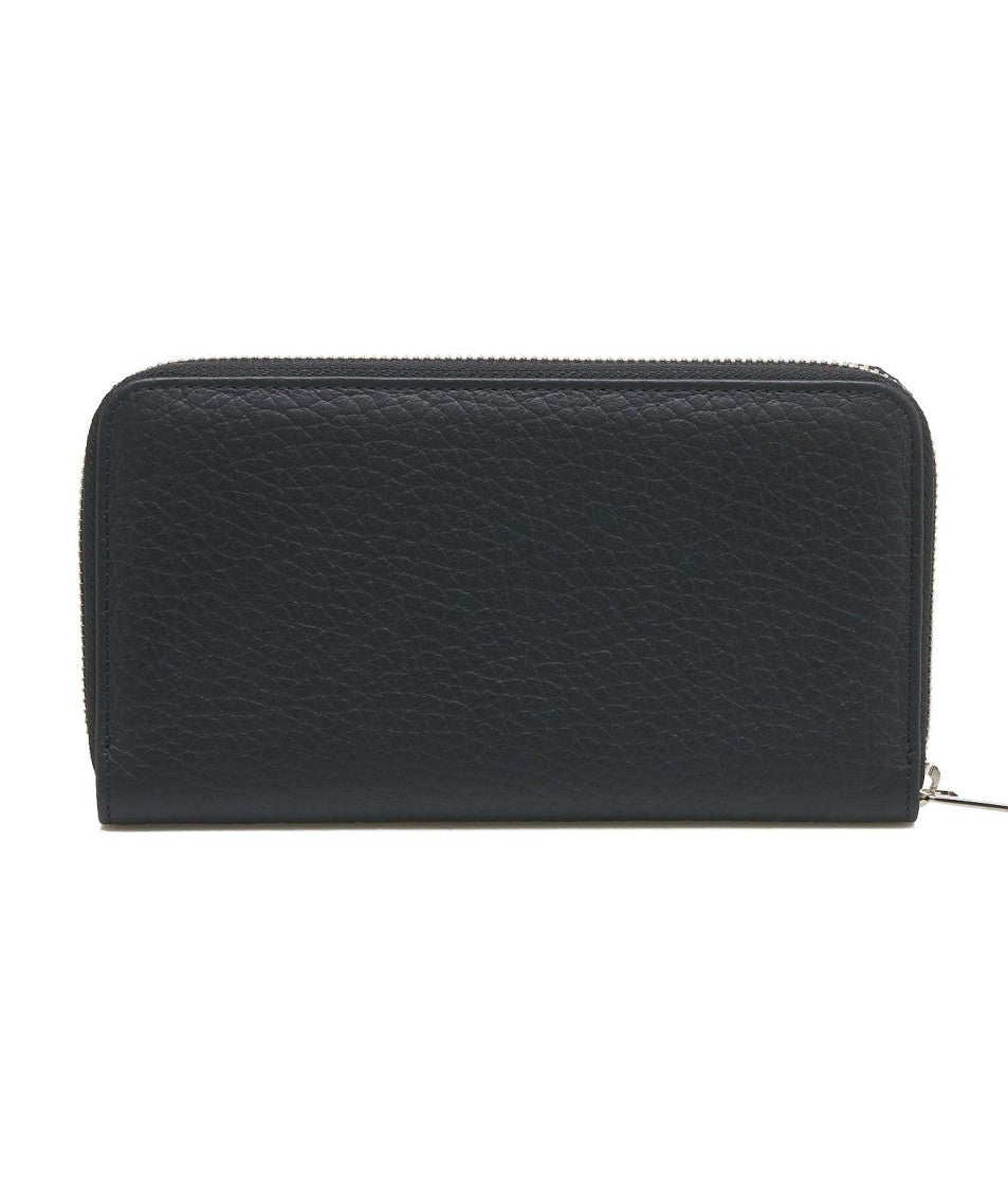 Orciani Textured Leather Wallet Zip-Around Subtle Branding
