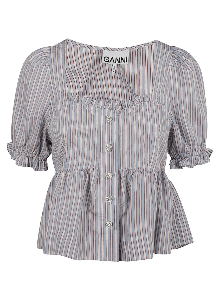 Ganni Fitted Peplum Hem Shirt