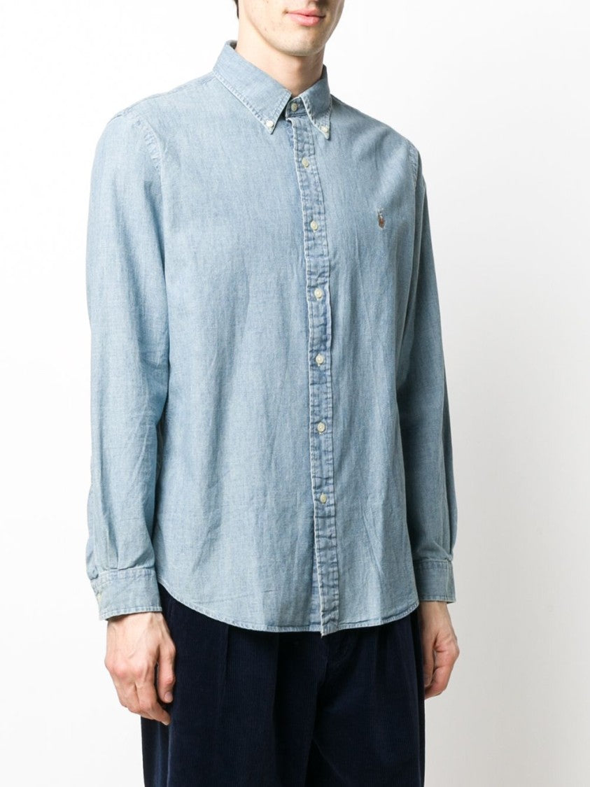 Polo Ralph Lauren Light Blue Denim Shirt With Classic Collar