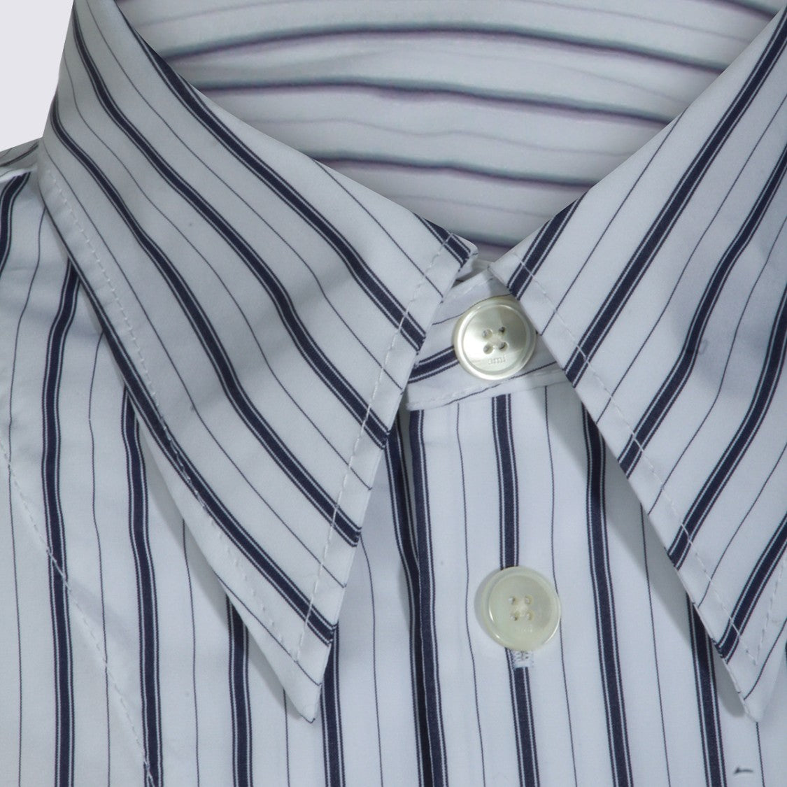 Ami Paris Short-Sleeved Striped Shirt With Button-Down Collar