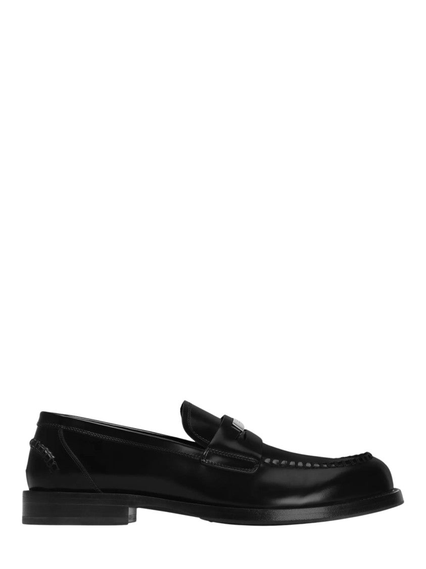 Dolce & Gabbana Moccasin-Style Flat Shoes With Polished Finish And Metal Accent
