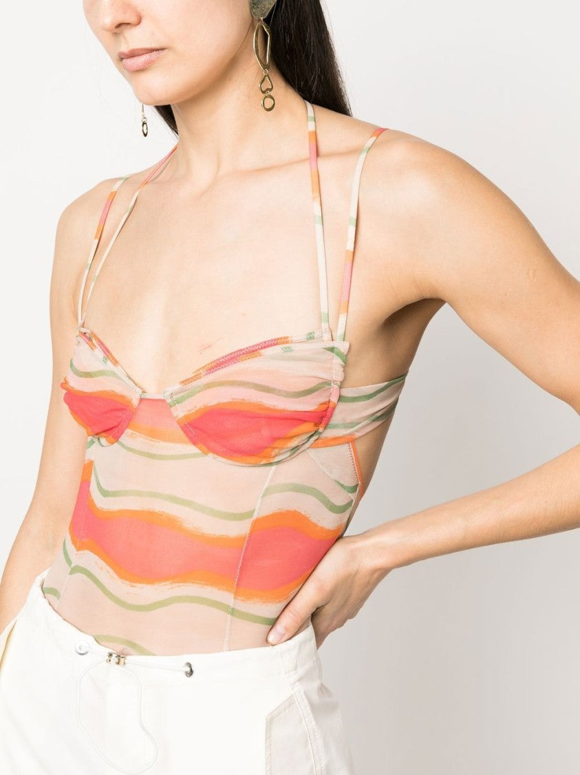 Jacquemus Graphic-Print Mesh Bodysuit