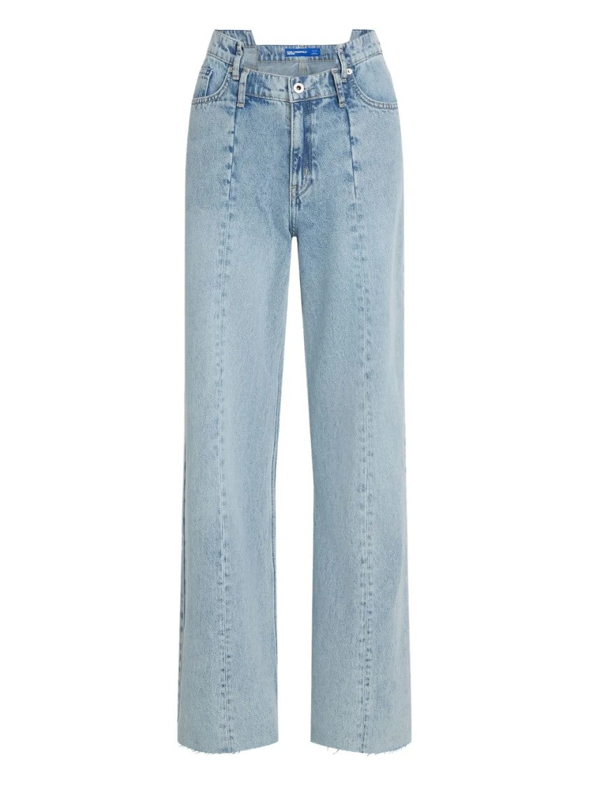 Karl Lagerfeld High-Waisted Wide-Leg Jeans With Classic Five-Pocket Styling