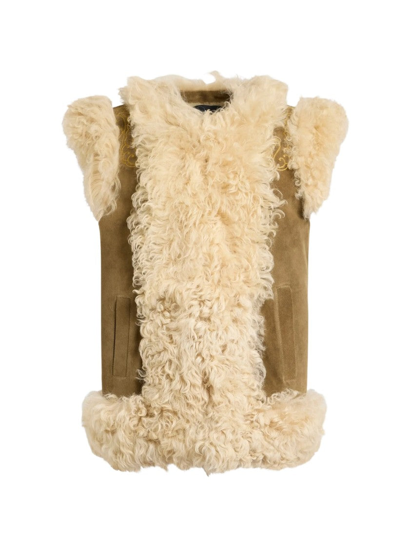 Etro Brown Suede Shearling Vest