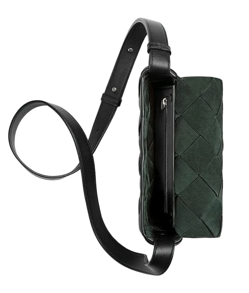 Bottega Veneta Compact Black Calf Leather Crossbody Bag