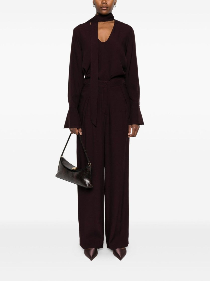 Raquel Diniz Bordeaux Wide-Leg Trousers With High Waist