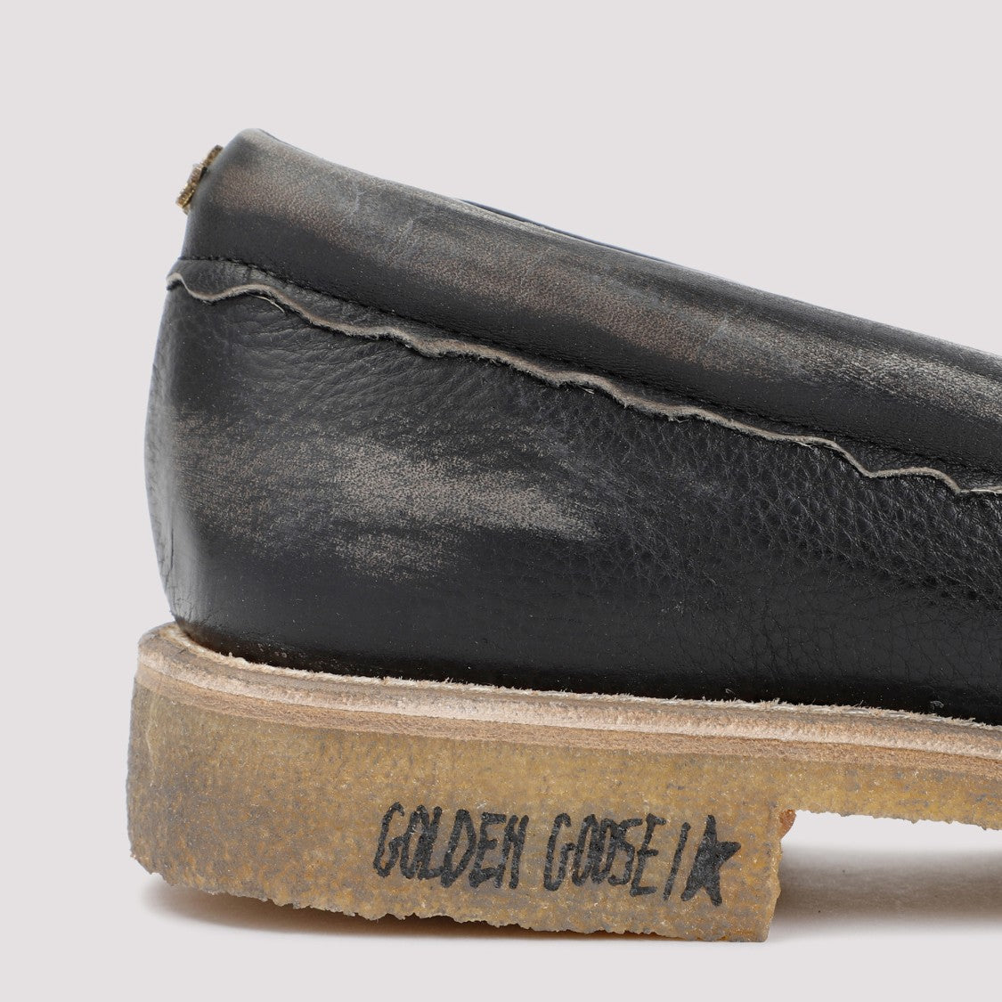 Golden Goose Black Leather Jerry Loafers With Distressed Finish