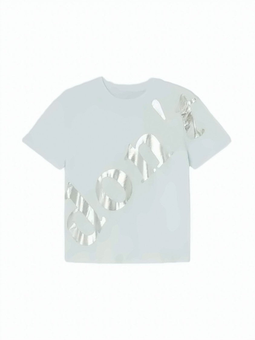 Gimaguas White Short-Sleeved Cropped Metallic Logo T-Shirt