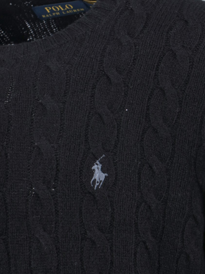 Polo Ralph Lauren Classic Black Cable-Knit Sweater With Subtle Logo