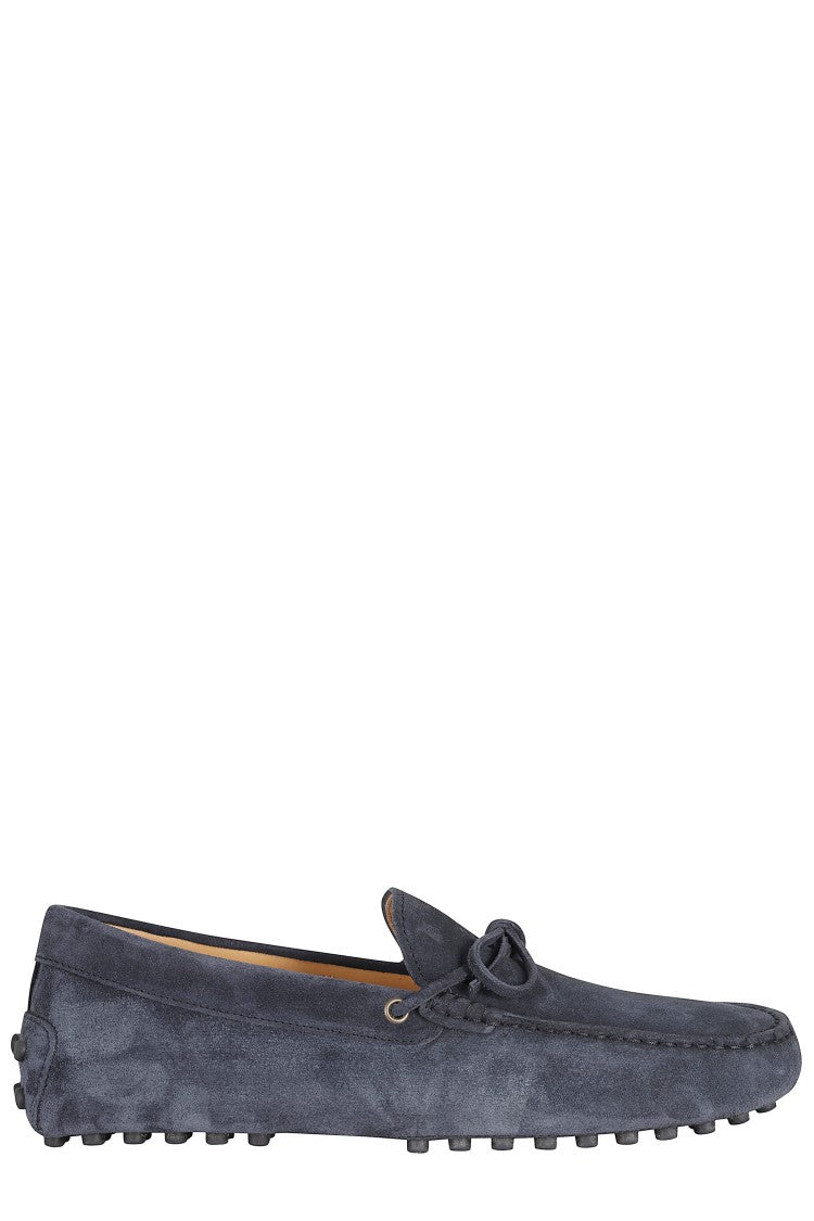 Tod's Blue Moccasin Lace Up Gommino 22L Suede Loafers