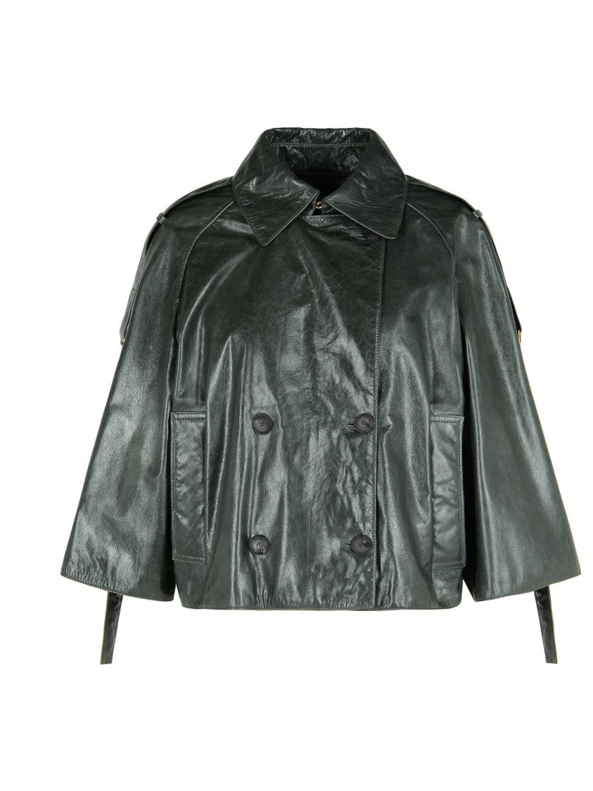 Max Mara 'Tenace' Grey Leather Jacket