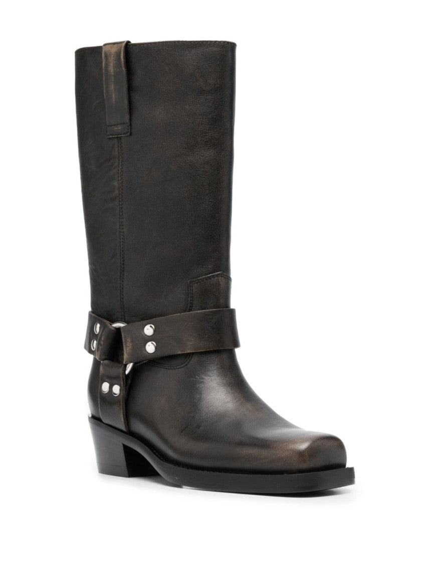 Paris Texas Black Calf Leather Roxy Boot