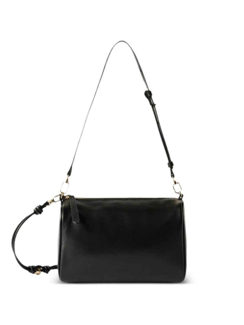 Furla Black Rectangular Leather Gold Accents Handbag