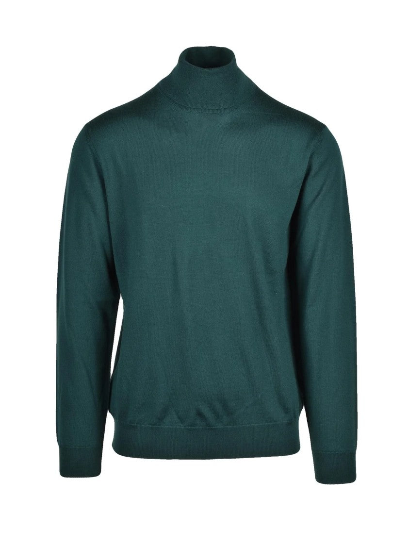 Baturo Green Extrafine Merino Wool Turtleneck Sweater