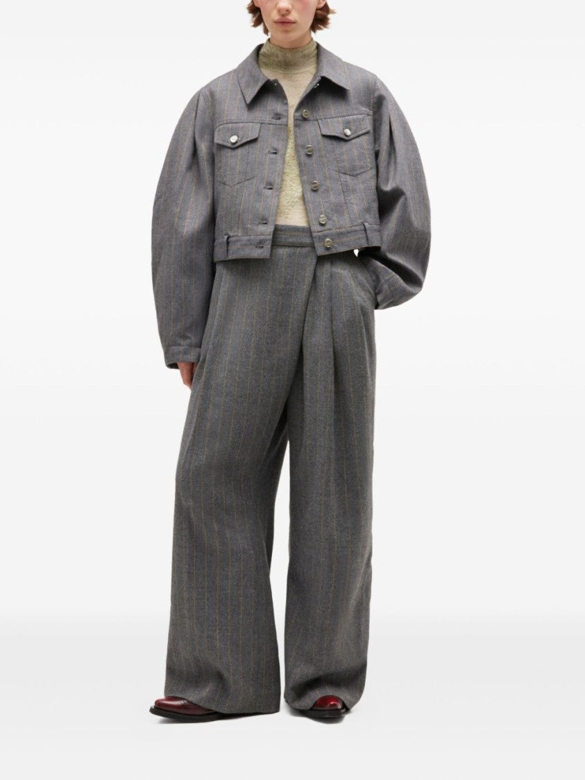 Ganni Structured Cropped Jacket With Voluminous Sleeves