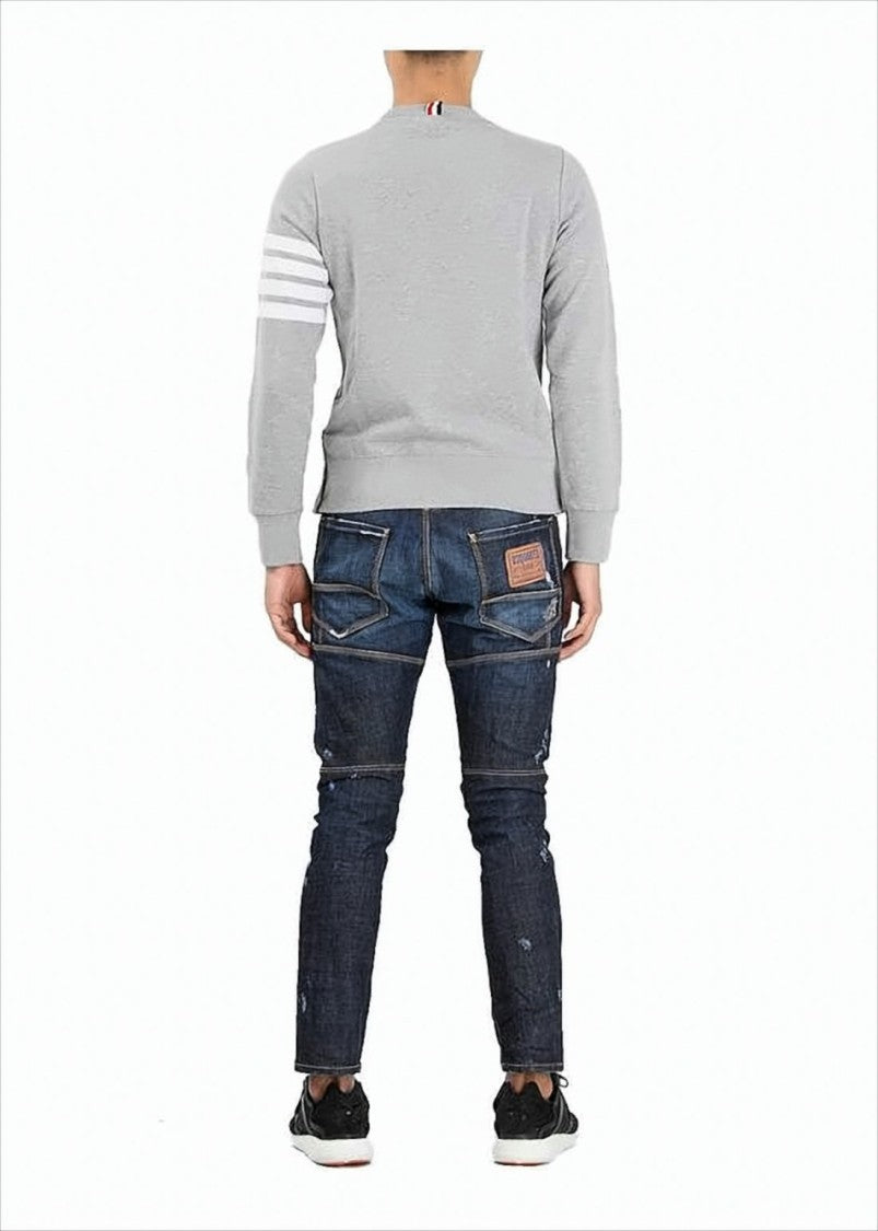 Thom Browne Crew Neck Sweatshirt With Horizontal Stripe Detail