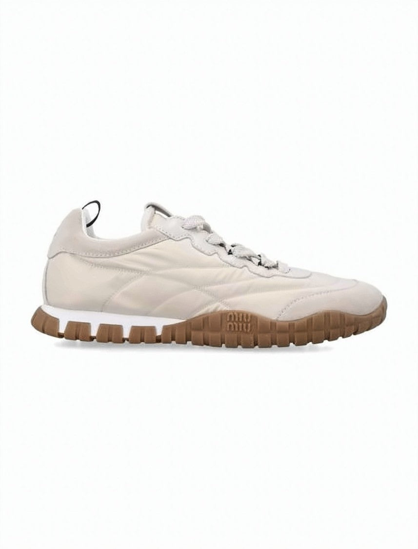 Miu Miu Technical Polyamide And Suede Sneakers With Contrasting Rubber Sole