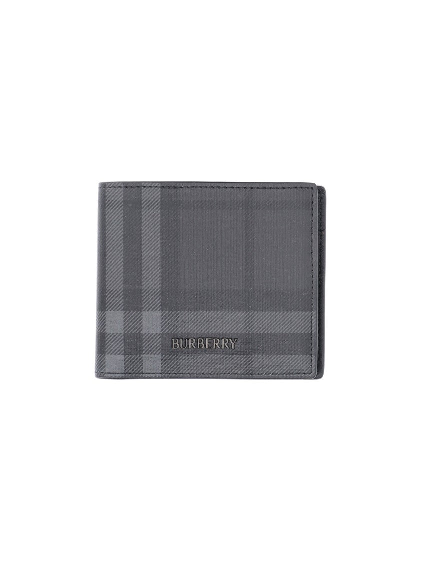Burberry Check Fabric Embossed Logo Wallet