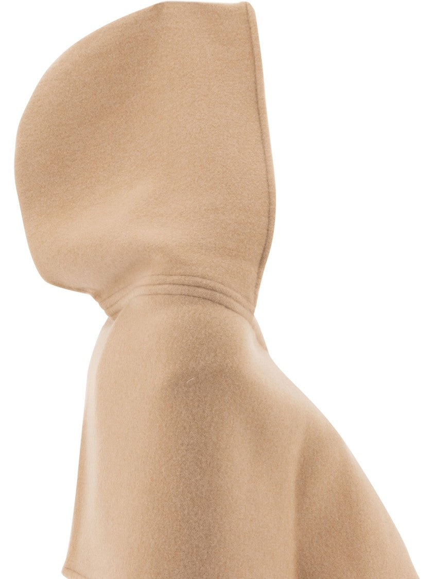 Ferragamo Beige Wool-Cashmere Blend Scarf With Hood