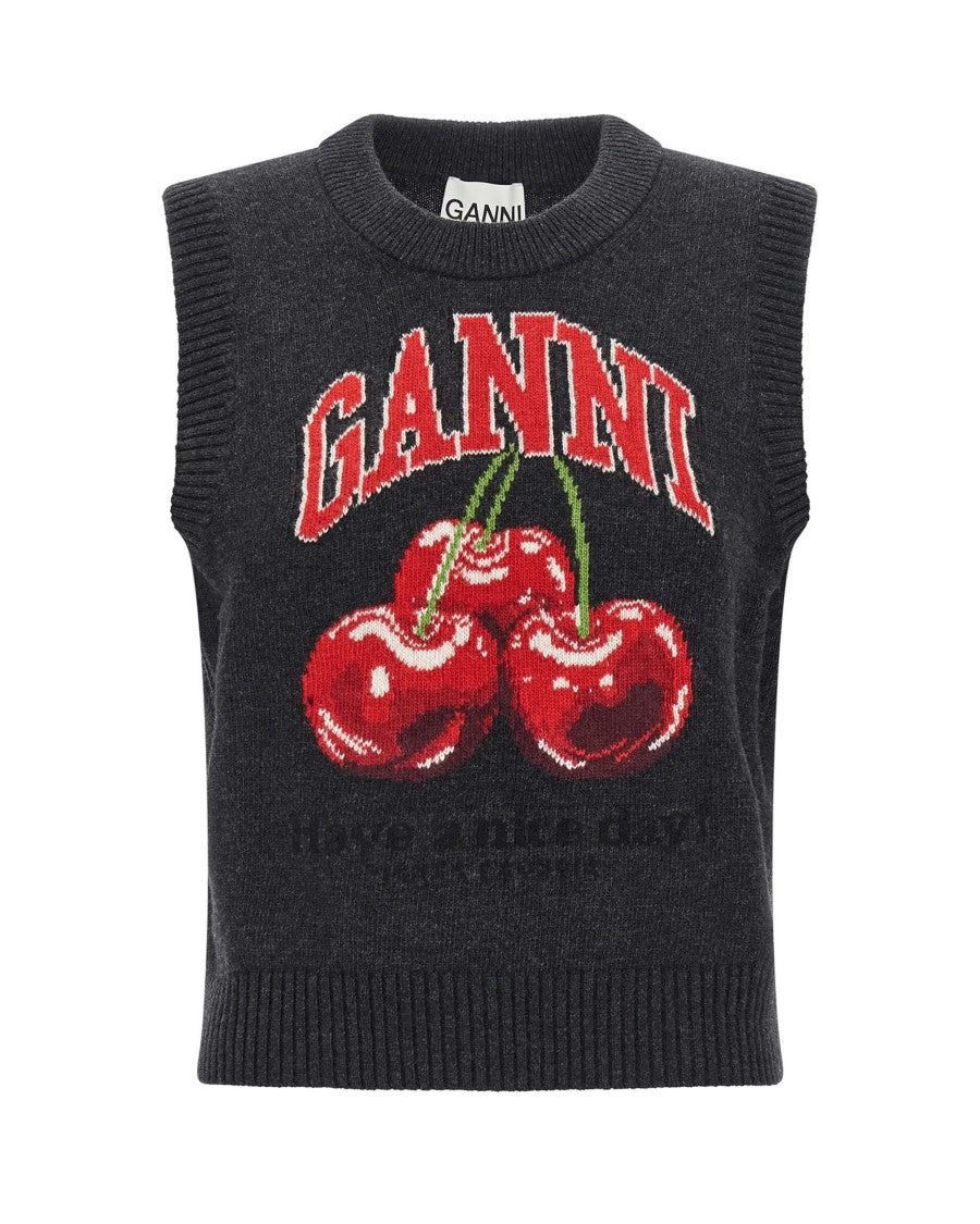 Ganni Cherry Graphic Phantom Gilet