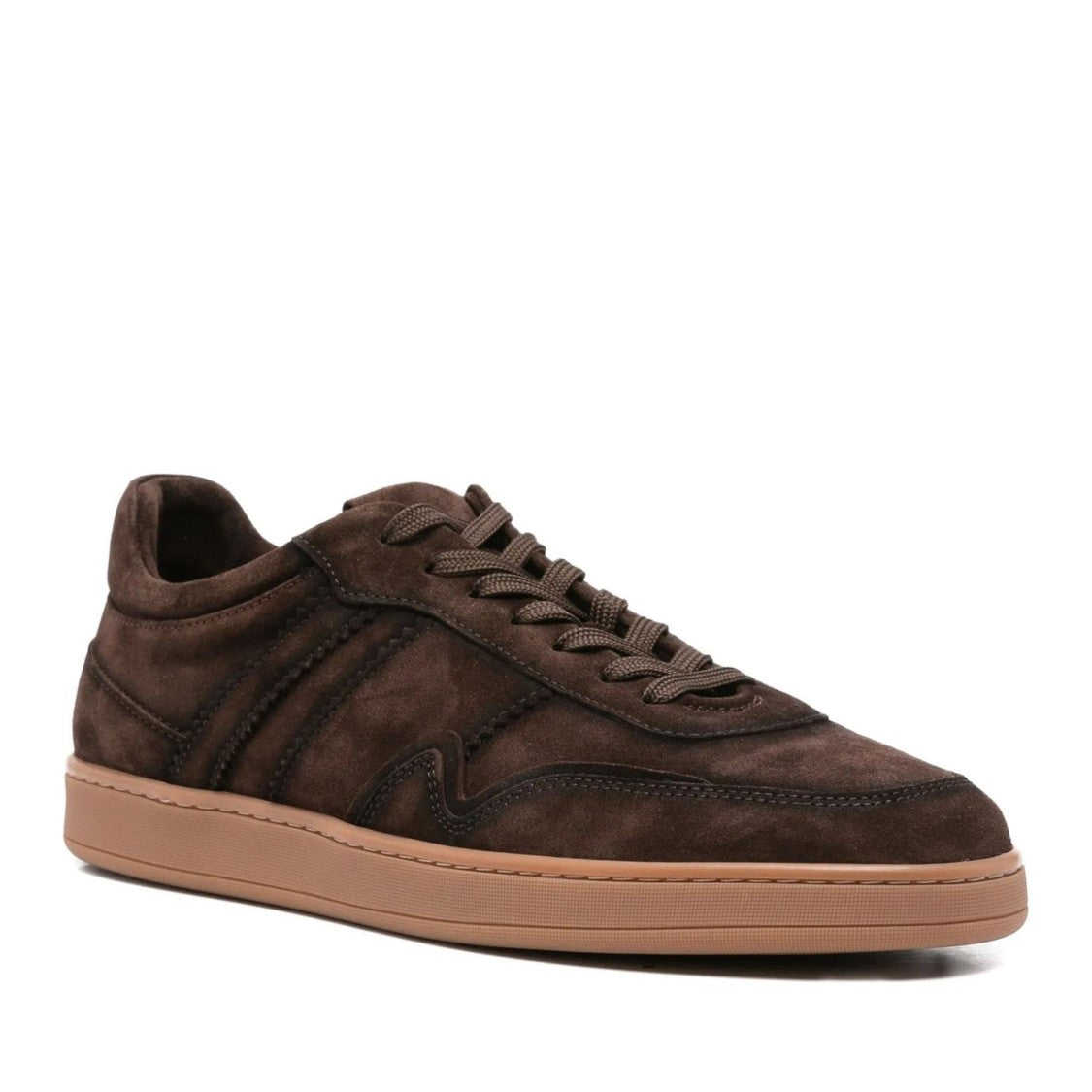 John Harrison Brown Suede Tonal Stitching Sneakers