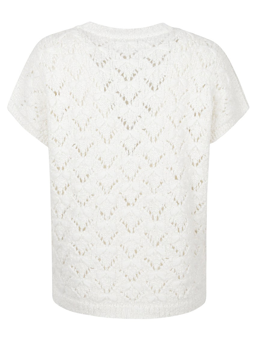 Fabiana Filippi White Cotton Cardo Sequin T-Shirt
