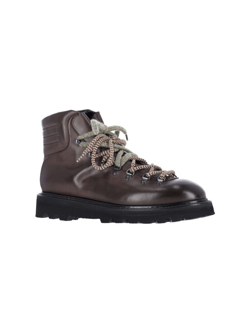 Premiata Brown Leather Double Lace-Up Boots