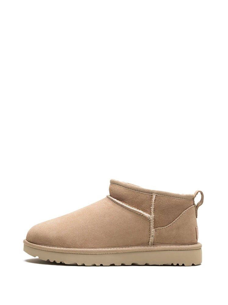 Ugg Beige Classic Ultra Mini Suede Ankle Boots