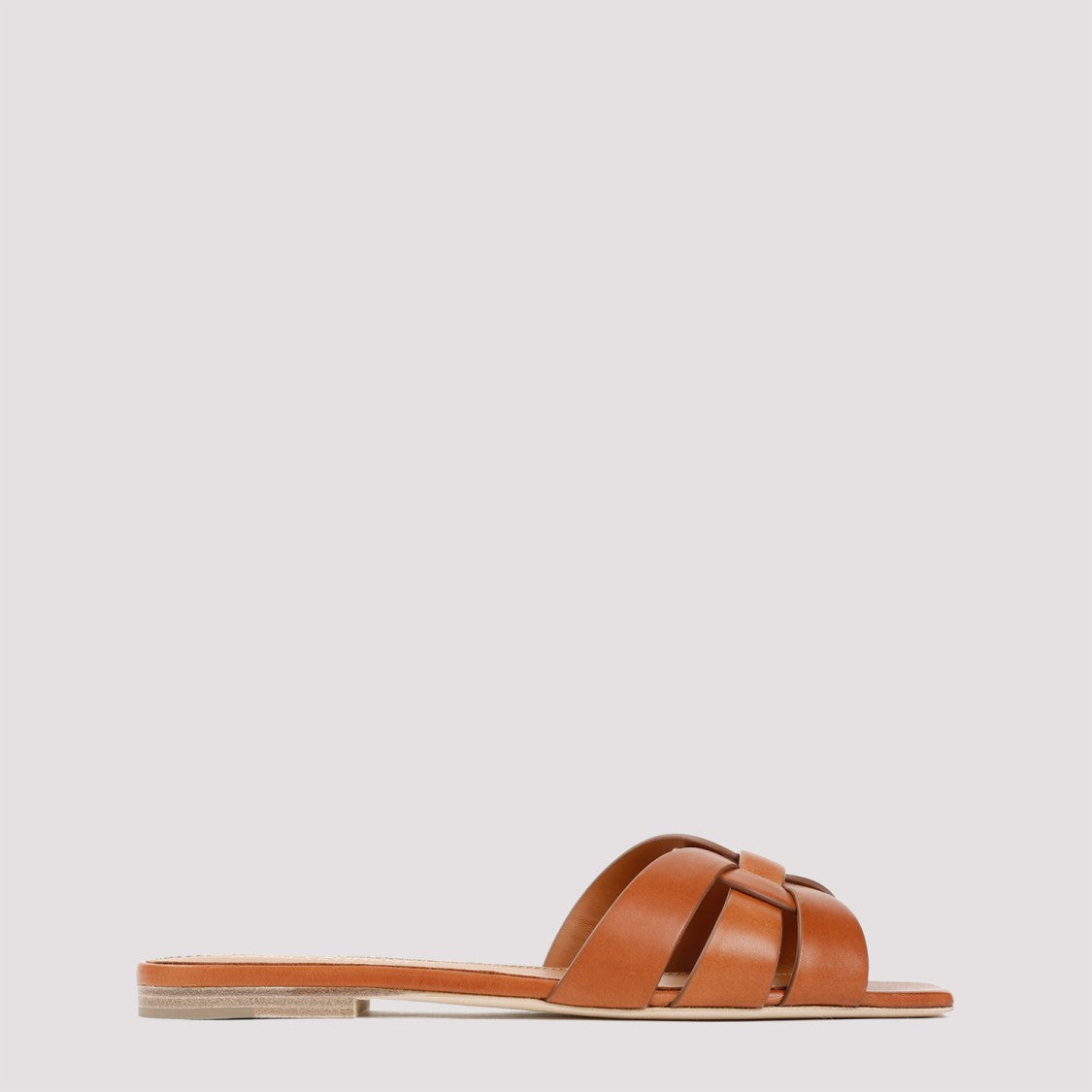 Saint Laurent Brown Leather Tribute Flats