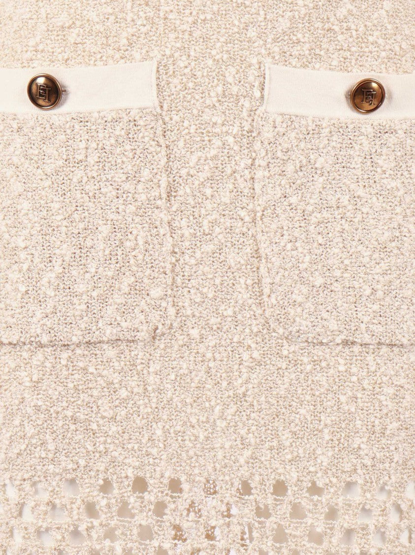 Elisabetta Franchi Fitted Midi Dress With Chain Straps And Patch Pockets