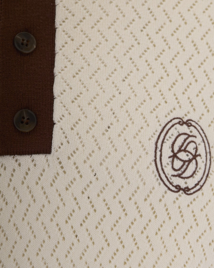Drôle De Monsieur Off White Miroir Maille Ajouré Polo Shirt
