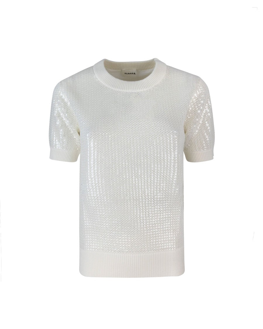 P.A.R.O.S.H. Cobalt Cream Knit T-Shirt