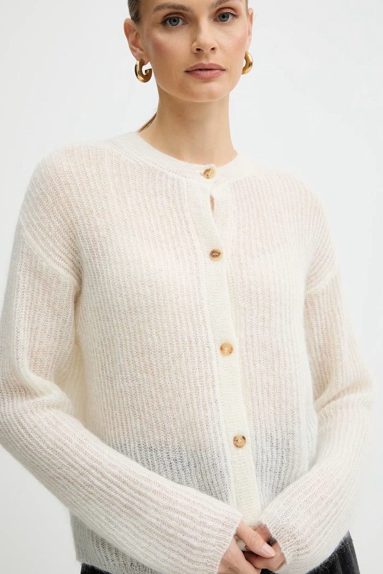 Max Mara Ivory Cardigan With Chic Shawl Collar