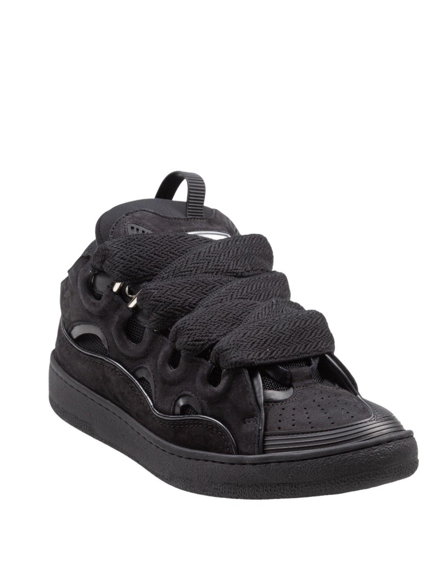 Lanvin Black Curb Suede Sneakers