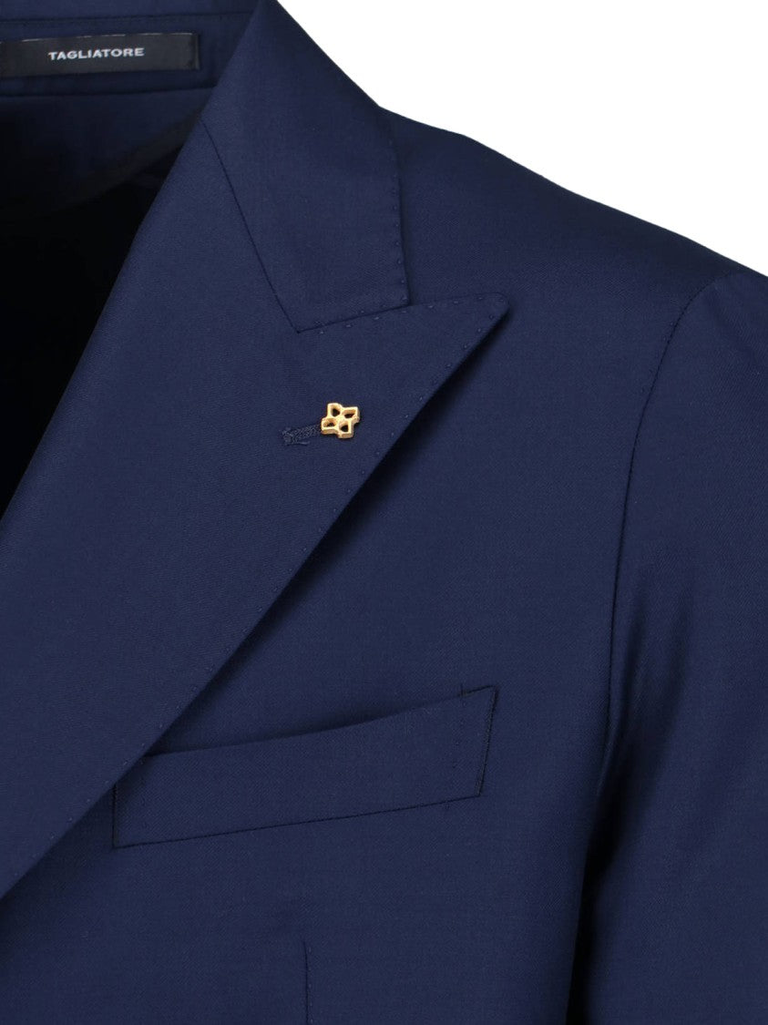 Tagliatore Navy Blue Double-Breasted Wool Blazer