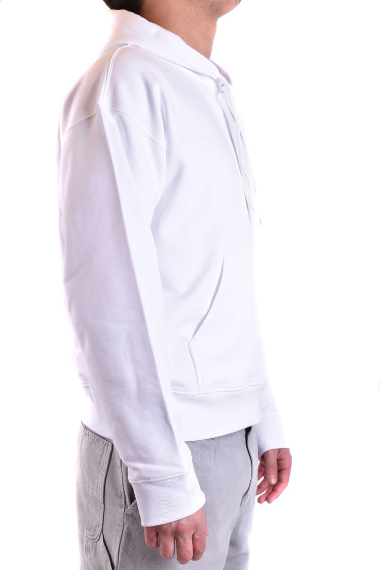 Moschino White Cotton Sweatshirt Kangaroo Pocket Logo