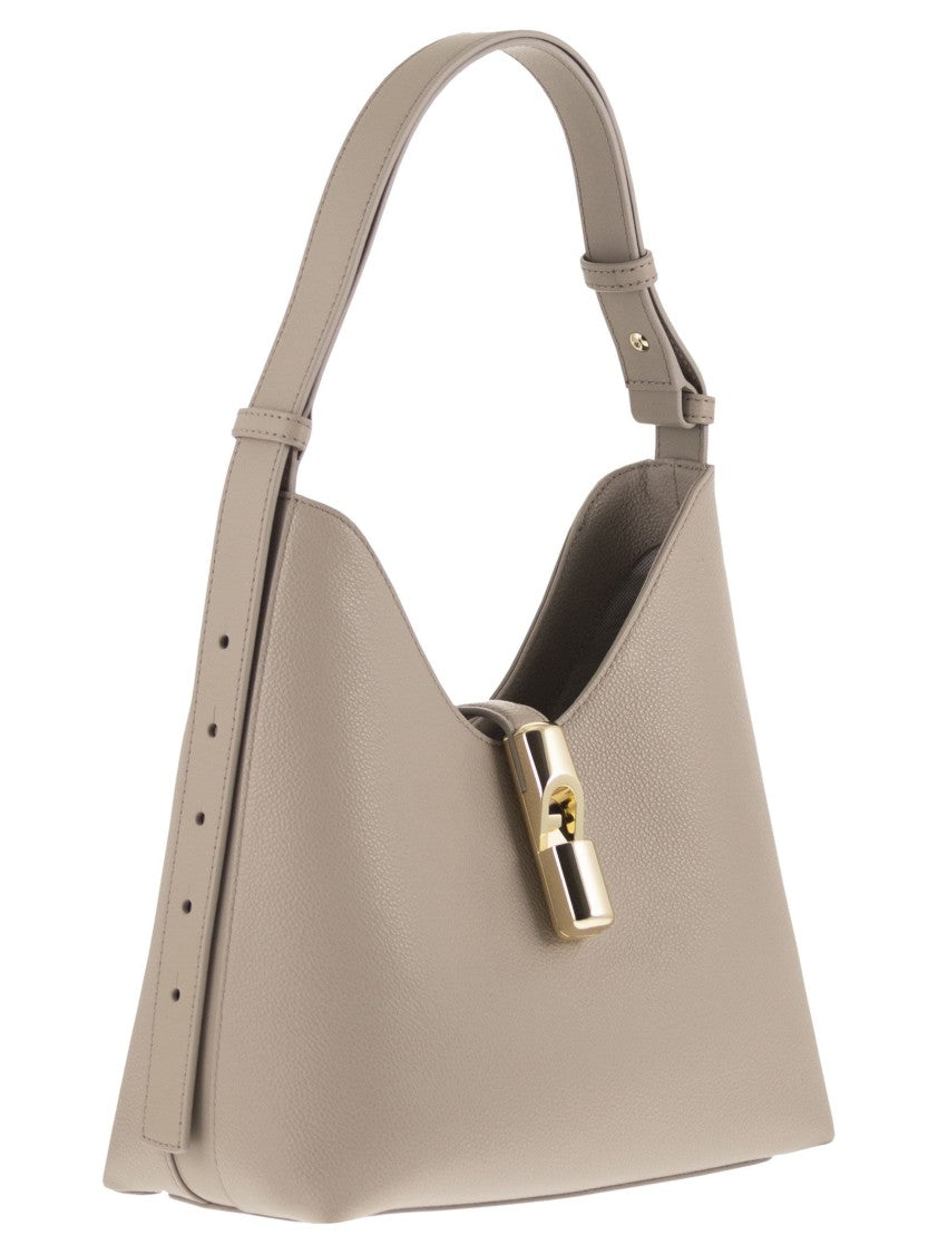 Furla Soft Leather Hobo Bag With Embossed Calfskin
