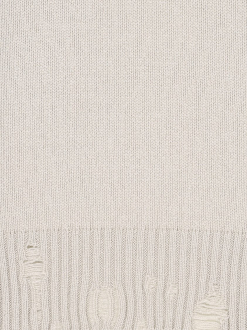 Canessa Destroyed Details Sweater In Grey Cashmere