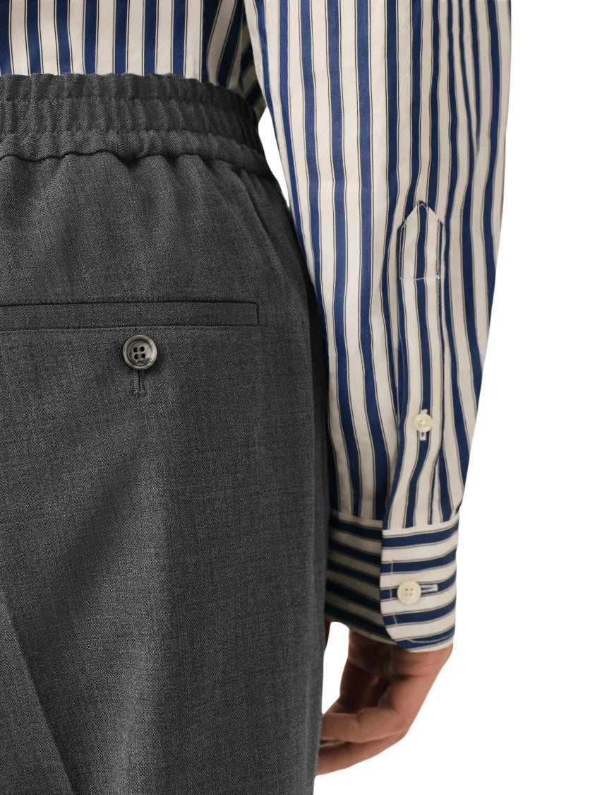 Ami Paris Elasticated-Waist Wool Straight-Leg Pants