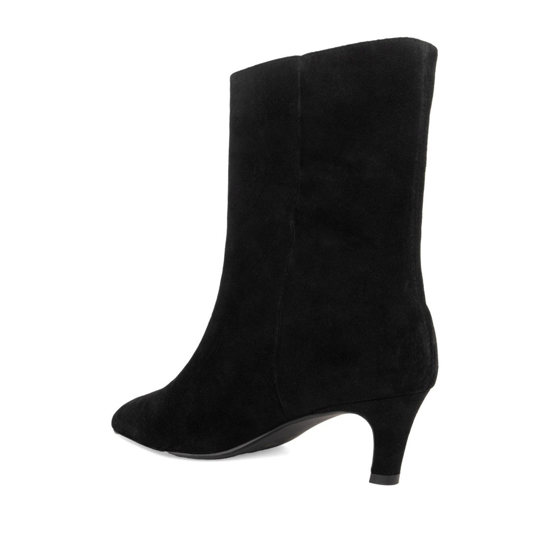 Linda Baumann Black Sleek Pointed Toe Low Heel Leather Boots