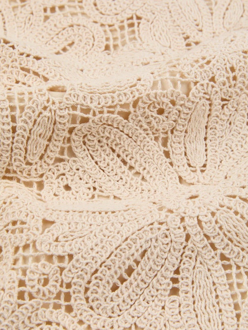 Glanshirt Sleeveless Crochet Floral Lace Blouse