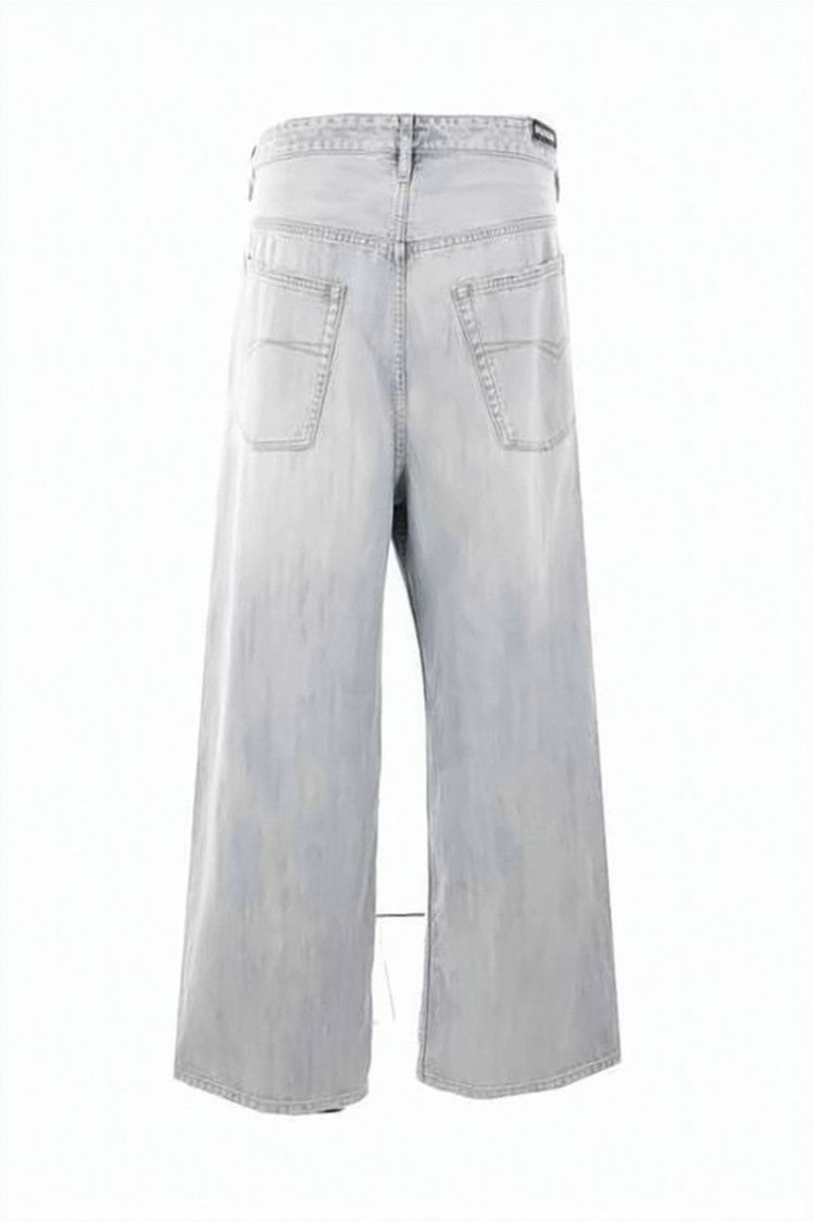 Balenciaga Wide-Leg Cropped Denim Pants With Drawstring Waistband