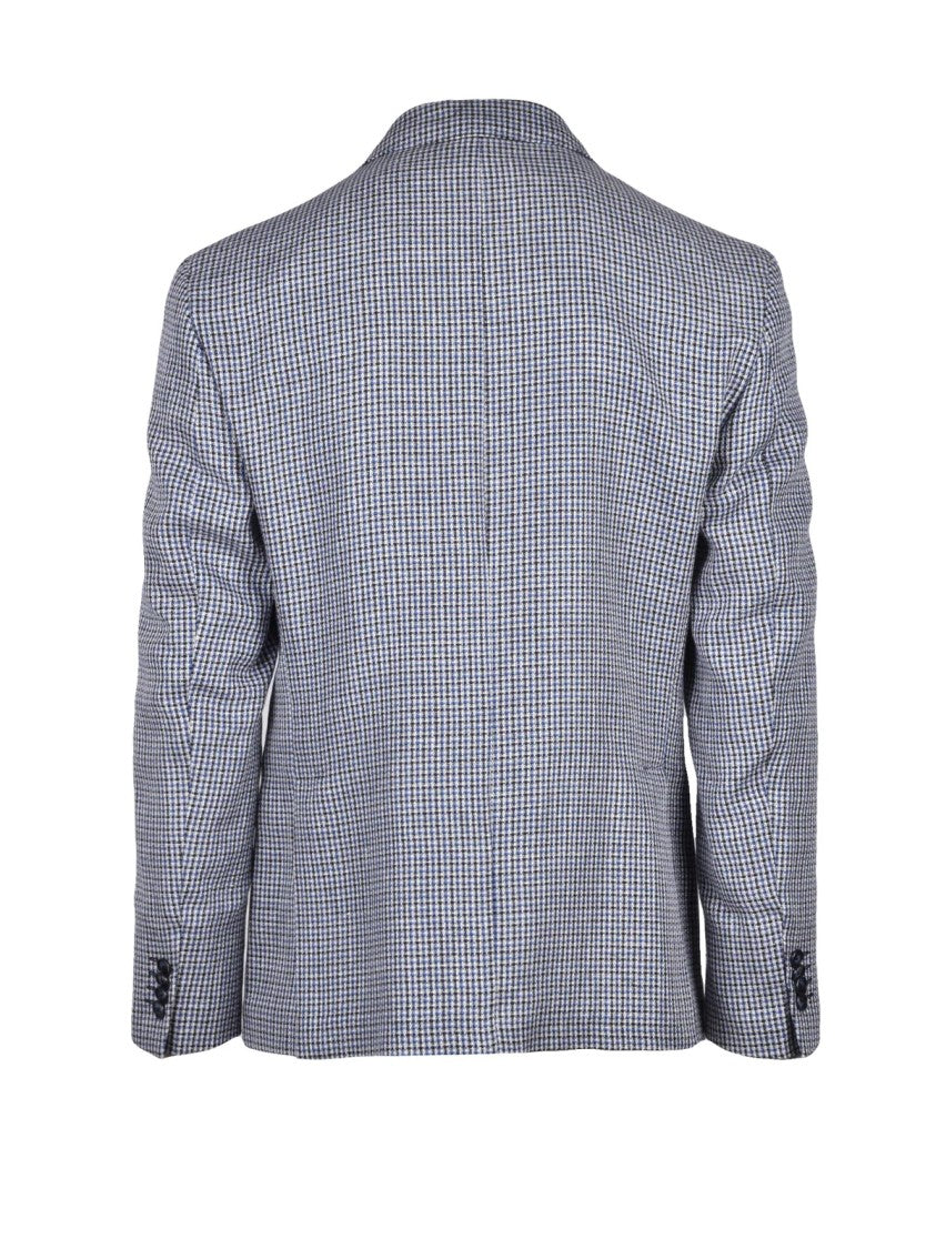 Sartoria Italiana White Blue Linen Cotton Rounded Jacket