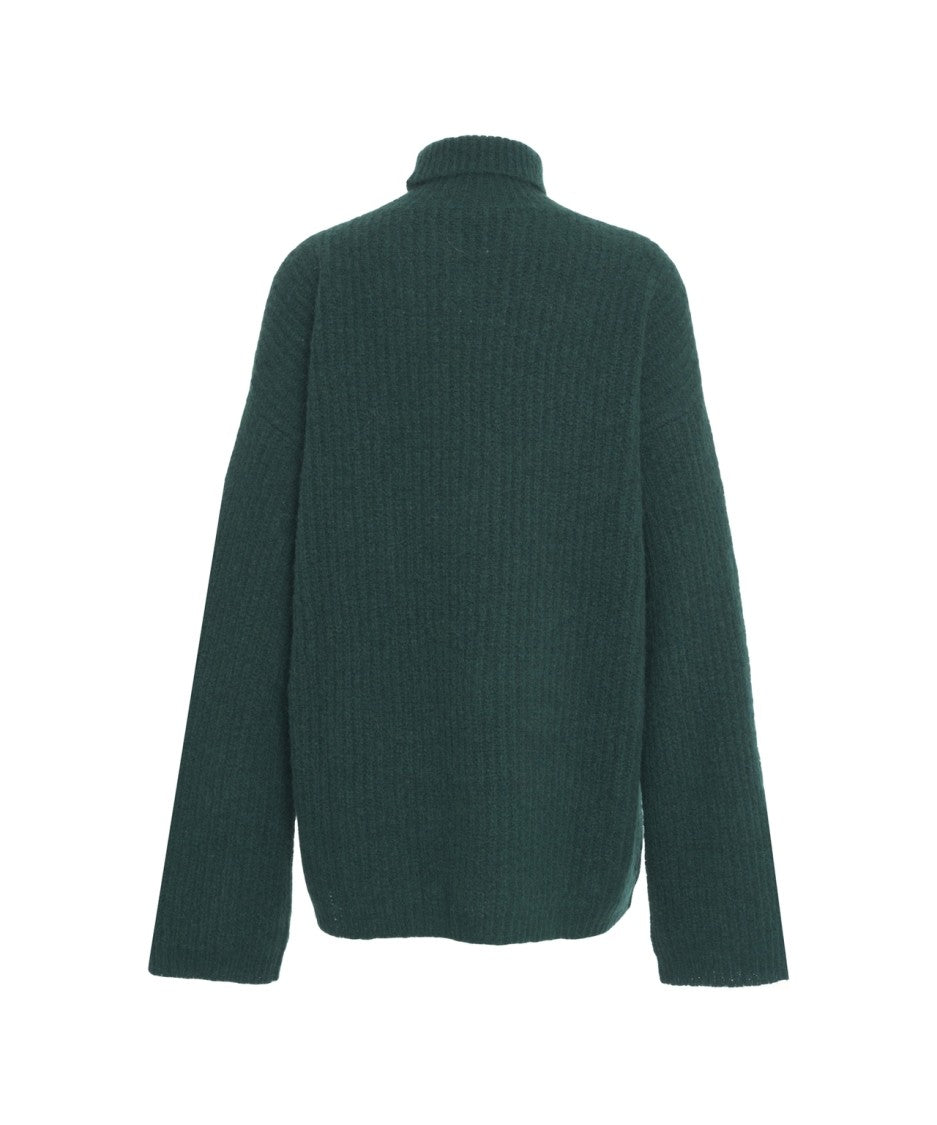 Jucca Ribbed Knit Turtleneck Sweater In Soft Green Blend