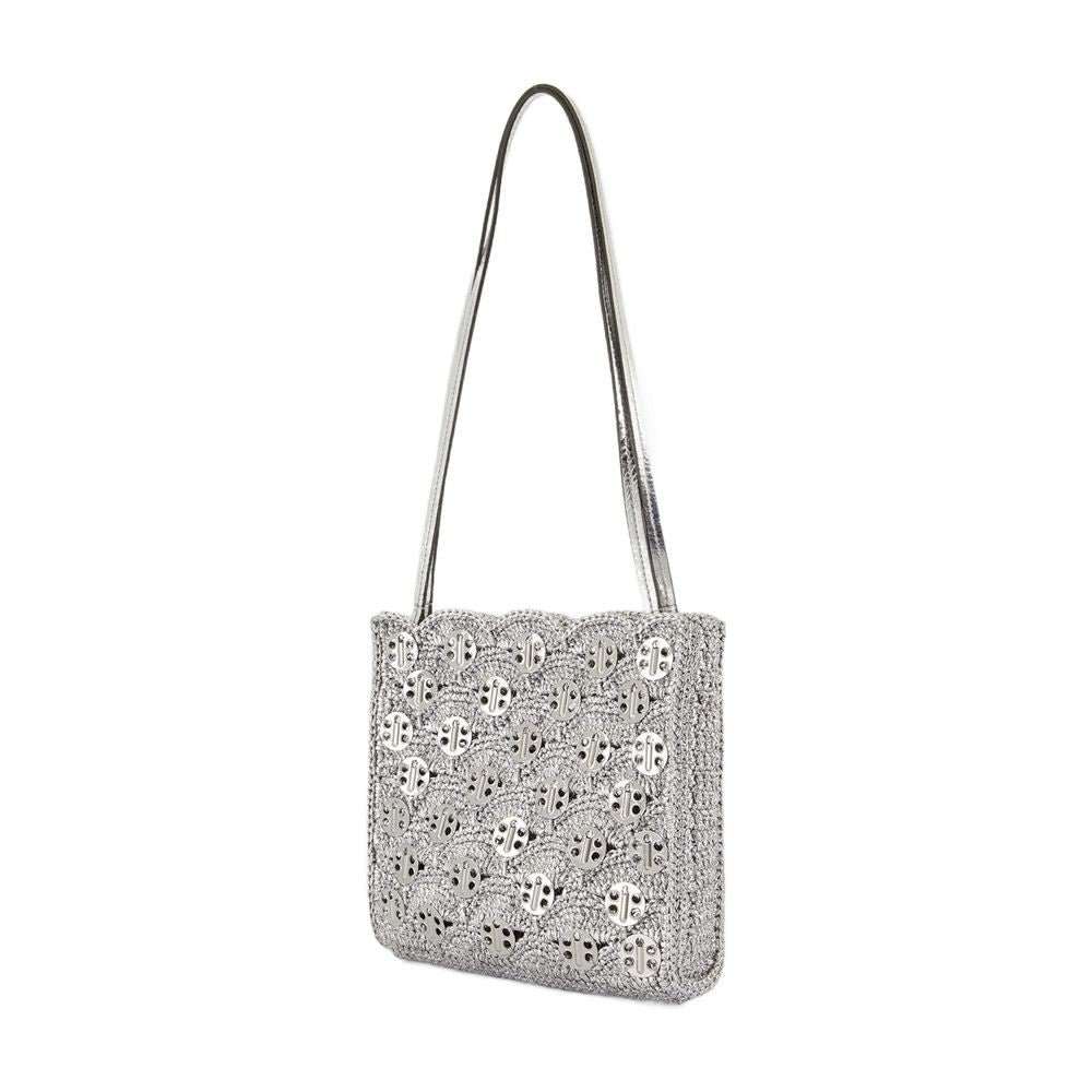 Rabanne Woven Silver Raphia Shoulder Bag