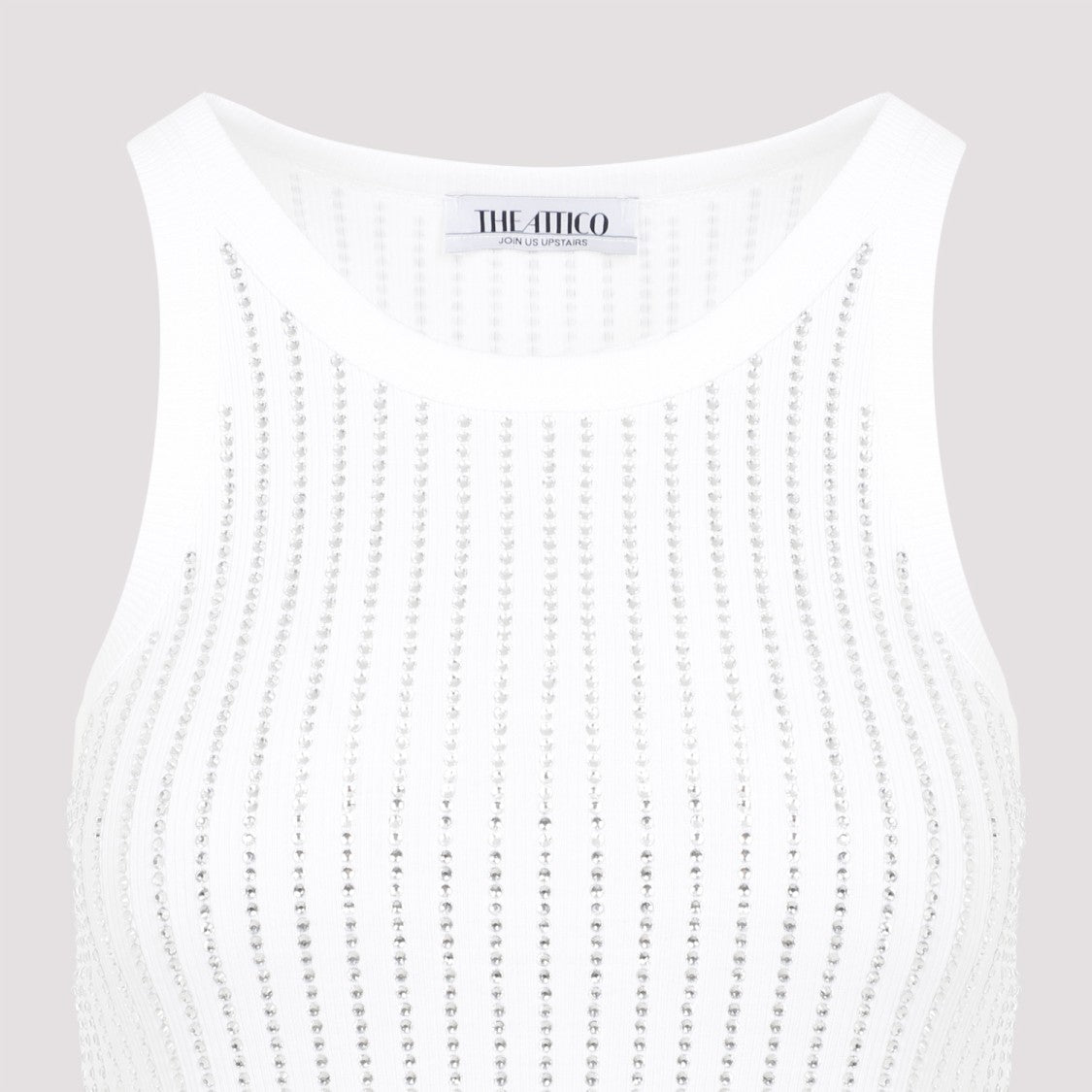 The Attico White Crystal Cotton Ribbed Jersey Tank