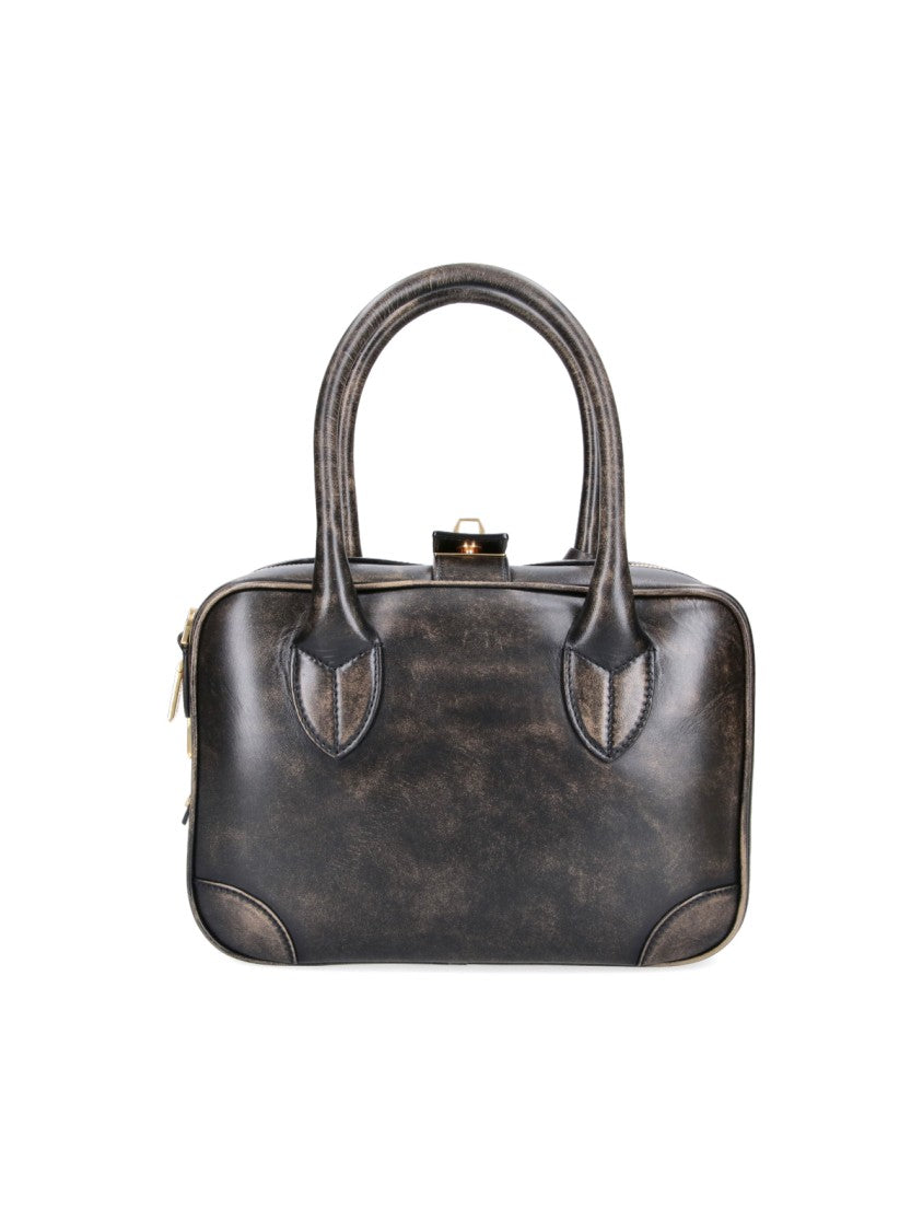 Golden Goose Structured Rectangular Handbag With Vintage Distressed Leather Finish