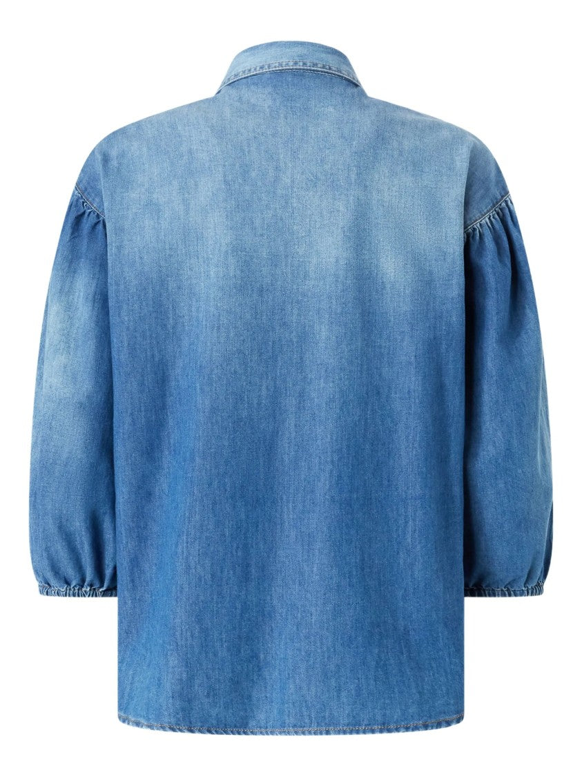 Pinko Denim Long Sleeve Shirt With Classic Collar