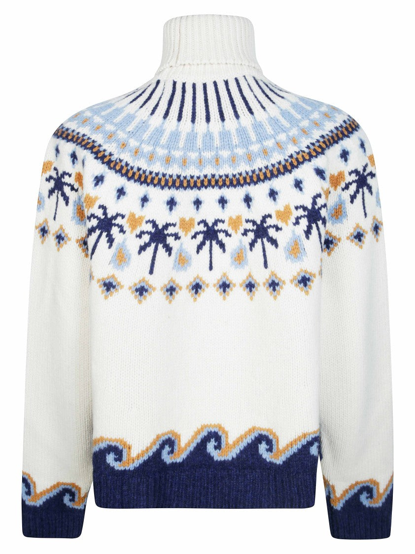 Alanui Sweet Winter Cropped Patterned Turtleneck Sweater
